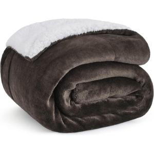 imageBedsure GentleSoft Sherpa Fleece Blankets Queen Size for Bed  Thick and Warm Soft Fuzzy Plush Queen Blanket for Winter Navy 90x90 Inches05  Brown