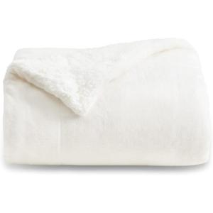 imageBedsure GentleSoft Sherpa Fleece Blankets Queen Size for Bed  Thick and Warm Soft Fuzzy Plush Queen Blanket for Winter Navy 90x90 Inches06  White