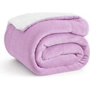 imageBedsure GentleSoft Sherpa Fleece Blankets Queen Size for Bed  Thick and Warm Soft Fuzzy Plush Queen Blanket for Winter Navy 90x90 Inches08  Lilac
