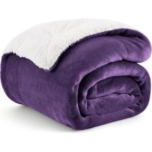 imageBedsure GentleSoft Sherpa Fleece Blankets Queen Size for Bed  Thick and Warm Soft Fuzzy Plush Queen Blanket for Winter Navy 90x90 Inches08  Purple