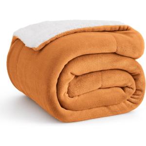 imageBedsure GentleSoft Sherpa Fleece Blankets Queen Size for Bed  Thick and Warm Soft Fuzzy Plush Queen Blanket for Winter Navy 90x90 Inches09  Orange