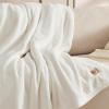 imageBedsur Fleece Blankets Queen Size for Bed  GentleSoft Warm Cozy Soft ampamp Thick Blanket for Winter Heavy 500Gsm AntiStatic Design Ideal for Couch ampamp Sofa Linen 90x90 InchCream
