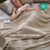imageBedsure 100 Cotton Blanket Queen Size for Bed  Cozy Soft Lightweight and Breathable Basket Waffle Weave Blanket for Summer Home Decor Gift for Women Olive Green 90x90 inches02  Tan
