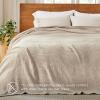 imageBedsure 100 Cotton Blanket Queen Size for Bed  Cozy Soft Lightweight and Breathable Basket Waffle Weave Blanket for Summer Home Decor Gift for Women Olive Green 90x90 inches02  Tan