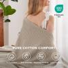 imageBedsure 100 Cotton Blanket Queen Size for Bed  Cozy Soft Lightweight and Breathable Basket Waffle Weave Blanket for Summer Home Decor Gift for Women Olive Green 90x90 inches02  Tan