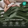imageBedsure 100 Cotton Blanket Queen Size for Bed  Cozy Soft Lightweight and Breathable Basket Waffle Weave Blanket for Summer Home Decor Gift for Women Olive Green 90x90 inches01  Olive Green