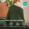 imageBedsure 100 Cotton Blanket Queen Size for Bed  Cozy Soft Lightweight and Breathable Basket Waffle Weave Blanket for Summer Home Decor Gift for Women Olive Green 90x90 inches01  Olive Green