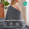 imageBedsure 100 Cotton Blanket Queen Size for Bed  Cozy Soft Lightweight and Breathable Basket Waffle Weave Blanket for Summer Home Decor Gift for Women Olive Green 90x90 inches04  Dark Grey