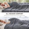 imageBedsure 100 Cotton Blanket Queen Size for Bed  Cozy Soft Lightweight and Breathable Basket Waffle Weave Blanket for Summer Home Decor Gift for Women Olive Green 90x90 inches04  Dark Grey