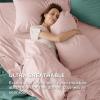 imageBedsure 100 Cotton Percale Sheets Queen Size Queen Sheet Set with Deep Pocket Up to 16 Inches Breathable ampamp Crirsp Soft Bedsheet ampamp Pillowcase Sets 4 Pieces White03  Pink