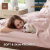 imageBedsure 100 Cotton Percale Sheets Queen Size Queen Sheet Set with Deep Pocket Up to 16 Inches Breathable ampamp Crirsp Soft Bedsheet ampamp Pillowcase Sets 4 Pieces White03  Pink