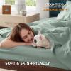 imageBedsure 100 Cotton Percale Sheets Queen Size Queen Sheet Set with Deep Pocket Up to 16 Inches Breathable ampamp Crirsp Soft Bedsheet ampamp Pillowcase Sets 4 Pieces White02  Sage Green