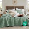 imageBedsure 100 Cotton Quilt Set  Lightweight Queen Bedspread Cozy White Bedding Coverlet 3Piece with Pillow Shams in Checker Pattern for All Season 90x96 inches 100 Cotton Voile06  Sage Green  Tribal Geometry