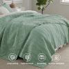 imageBedsure 100 Cotton Quilt Set  Lightweight Queen Bedspread Cozy White Bedding Coverlet 3Piece with Pillow Shams in Checker Pattern for All Season 90x96 inches 100 Cotton Voile06  Sage Green  Tribal Geometry