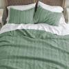 imageBedsure 100 Cotton Quilt Set  Lightweight Queen Bedspread Cozy White Bedding Coverlet 3Piece with Pillow Shams in Checker Pattern for All Season 90x96 inches 100 Cotton Voile06  Sage Green  Tribal Geometry