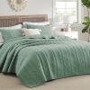 imageBedsure 100 Cotton Quilt Set  Lightweight Queen Bedspread Cozy White Bedding Coverlet 3Piece with Pillow Shams in Checker Pattern for All Season 90x96 inches 100 Cotton Voile06  Sage Green  Tribal Geometry
