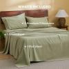 imageBedsure 100 Cotton Sheets King Size Set  500 Thread Count Cotton Sateen Bedsheets Luxury Hotel Quality Soft ampamp Breathable Bedsheets 16quot Deep Pocket 4Piece Include King Flat Sheet IvoryGreen