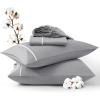 imageBedsure 100 Cotton Sheets King Size Set  500 Thread Count Cotton Sateen Bedsheets Luxury Hotel Quality Soft ampamp Breathable Bedsheets 16quot Deep Pocket 4Piece Include King Flat Sheet IvoryGray