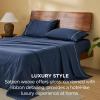 imageBedsure 100 Cotton Sheets King Size Set  500 Thread Count Cotton Sateen Bedsheets Luxury Hotel Quality Soft ampamp Breathable Bedsheets 16quot Deep Pocket 4Piece Include King Flat Sheet IvoryNavy
