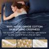 imageBedsure 100 Cotton Sheets King Size Set  500 Thread Count Cotton Sateen Bedsheets Luxury Hotel Quality Soft ampamp Breathable Bedsheets 16quot Deep Pocket 4Piece Include King Flat Sheet IvoryNavy