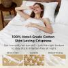 imageBedsure 100 Cotton Sheets King Size Set  500 Thread Count Cotton Sateen Bedsheets Luxury Hotel Quality Soft ampamp Breathable Bedsheets 16quot Deep Pocket 4Piece Include King Flat Sheet IvoryWhite