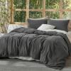 imageBedsure 100 Muslin Cotton Duvet Cover Queen Size  UltraSoft Breathable ampamp Lightweight  Linen Like Gauze Comforter Cover Set with Button Closure and Corner Ties Olive Green Queen 90quotx90quot08  Cooling Muslin  Dark Grey No Comforter