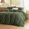 imageBedsure 100 Muslin Cotton Duvet Cover Queen Size  UltraSoft Breathable ampamp Lightweight  Linen Like Gauze Comforter Cover Set with Button Closure and Corner Ties Olive Green Queen 90quotx90quot03  Muslin  Olive Green No Comforter