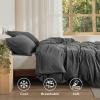 imageBedsure 100 Muslin Cotton Duvet Cover Queen Size  UltraSoft Breathable ampamp Lightweight  Linen Like Gauze Comforter Cover Set with Button Closure and Corner Ties Olive Green Queen 90quotx90quot08  Cooling Muslin  Dark Grey No Comforter