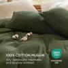 imageBedsure 100 Muslin Cotton Duvet Cover Queen Size  UltraSoft Breathable ampamp Lightweight  Linen Like Gauze Comforter Cover Set with Button Closure and Corner Ties Olive Green Queen 90quotx90quot03  Muslin  Olive Green No Comforter
