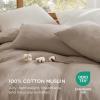 imageBedsure 100 Muslin Cotton Duvet Cover Queen Size  UltraSoft Breathable ampamp Lightweight  Linen Like Gauze Comforter Cover Set with Button Closure and Corner Ties Olive Green Queen 90quotx90quot05  Muslin  Khaki No Comforter