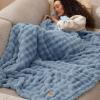 imageBedsure 3D Bubble Blanket for Couch  GentleSoft White Twin Blanket for Sofa Bed Room Decor  Luxury Warm Cozy Gifts for Women All Seasons Off White 60quot80quotCelestial Blue