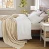 imageBedsure 5 PCS Cotton Comforter Set with Waffle Throw Blanket  Breathable Bedding Set for All Seasons Olive Green Queen Comforter Pillow Shams Beige 100 Cotton Blanket Throw Pillow05  White  Cotton