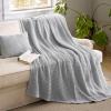 imageBedsure 5 PCS Cotton Comforter Set with Waffle Throw Blanket  Breathable Bedding Set for All Seasons Olive Green Queen Comforter Pillow Shams Beige 100 Cotton Blanket Throw Pillow03  Dark Grey  Cotton