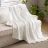imageBedsure 5 PCS Cotton Comforter Set with Waffle Throw Blanket  Breathable Bedding Set for All Seasons Olive Green Queen Comforter Pillow Shams Beige 100 Cotton Blanket Throw Pillow01  Beige  Cotton