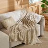 imageBedsure 5 PCS Cotton Comforter Set with Waffle Throw Blanket  Breathable Bedding Set for All Seasons Olive Green Queen Comforter Pillow Shams Beige 100 Cotton Blanket Throw Pillow07  White