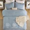 imageBedsure 5 PCS Cotton Comforter Set with Waffle Throw Blanket  Breathable Bedding Set for All Seasons Olive Green Queen Comforter Pillow Shams Beige 100 Cotton Blanket Throw Pillow04  Blue  Cotton