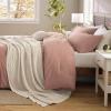 imageBedsure 5 PCS Cotton Comforter Set with Waffle Throw Blanket  Breathable Bedding Set for All Seasons Olive Green Queen Comforter Pillow Shams Beige 100 Cotton Blanket Throw Pillow06  Pink Clay  Cotton