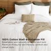 imageBedsure 5 PCS Cotton Comforter Set with Waffle Throw Blanket  Breathable Bedding Set for All Seasons Olive Green Queen Comforter Pillow Shams Beige 100 Cotton Blanket Throw Pillow07  White