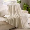 imageBedsure 5 PCS Cotton Comforter Set with Waffle Throw Blanket  Breathable Bedding Set for All Seasons Olive Green Queen Comforter Pillow Shams Beige 100 Cotton Blanket Throw Pillow04  Blue  Cotton
