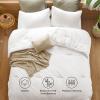 imageBedsure 5 PCS Cotton Comforter Set with Waffle Throw Blanket  Breathable Bedding Set for All Seasons Olive Green Queen Comforter Pillow Shams Beige 100 Cotton Blanket Throw Pillow07  White