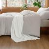 imageBedsure 5 PCS Cotton Comforter Set with Waffle Throw Blanket  Breathable Bedding Set for All Seasons Olive Green Queen Comforter Pillow Shams Beige 100 Cotton Blanket Throw Pillow09  Beige