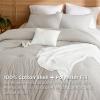 imageBedsure 5 PCS Cotton Comforter Set with Waffle Throw Blanket  Breathable Bedding Set for All Seasons Olive Green Queen Comforter Pillow Shams Beige 100 Cotton Blanket Throw Pillow09  Beige