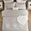 imageBedsure 5 PCS Cotton Comforter Set with Waffle Throw Blanket  Breathable Bedding Set for All Seasons Olive Green Queen Comforter Pillow Shams Beige 100 Cotton Blanket Throw Pillow01  Beige  Cotton