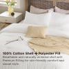 imageBedsure 5 PCS Cotton Comforter Set with Waffle Throw Blanket  Breathable Bedding Set for All Seasons Olive Green Queen Comforter Pillow Shams Beige 100 Cotton Blanket Throw Pillow05  White  Cotton