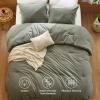 imageBedsure 5 PCS Cotton Comforter Set with Waffle Throw Blanket  Breathable Bedding Set for All Seasons Olive Green Queen Comforter Pillow Shams Beige 100 Cotton Blanket Throw Pillow11  Grayish Olive Green