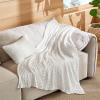 imageBedsure 5 PCS Cotton Comforter Set with Waffle Throw Blanket  Breathable Bedding Set for All Seasons Olive Green Queen Comforter Pillow Shams Beige 100 Cotton Blanket Throw Pillow12  Pink Clay