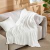 imageBedsure 5 PCS Cotton Comforter Set with Waffle Throw Blanket  Breathable Bedding Set for All Seasons Olive Green Queen Comforter Pillow Shams Beige 100 Cotton Blanket Throw Pillow09  Beige