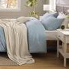 imageBedsure 5 PCS Cotton Comforter Set with Waffle Throw Blanket  Breathable Bedding Set for All Seasons Olive Green Queen Comforter Pillow Shams Beige 100 Cotton Blanket Throw Pillow04  Blue  Cotton