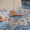 imageBedsure 5x7 Area Rugs for Living Room Machine Washable Rugs NonSlip Backing NonShedding Vintage Low Pile Easy Care Throw Carpet for Bedroom Dining Room Grey01  Blue