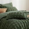 imageBedsure Bed in a Bag Queen  7 Pieces Plaid Seersucker Bedding Comforter Sets Soft Lightweight White Boho Bed Set with Comforters Queen Size Sheets Pillowcases ampamp Shams06  Olive Green